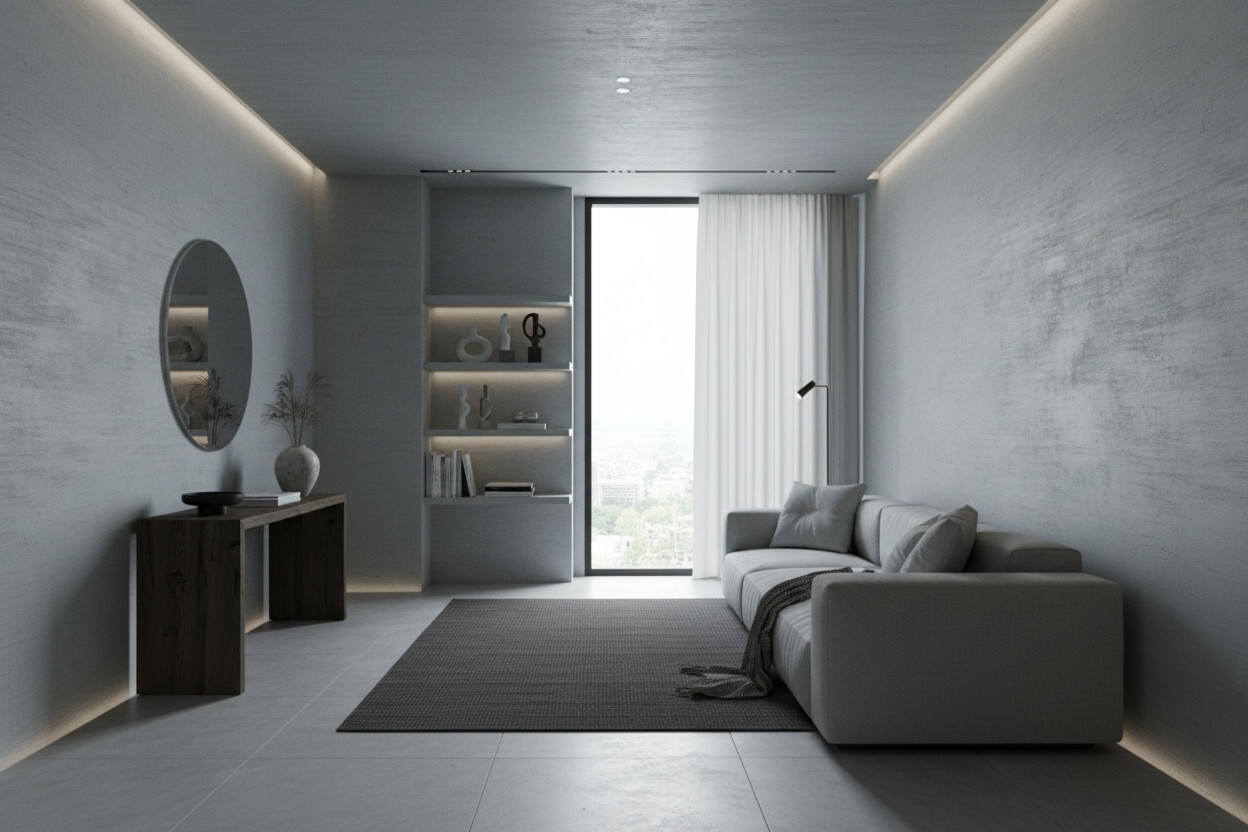 современный интерьер с микроцементом